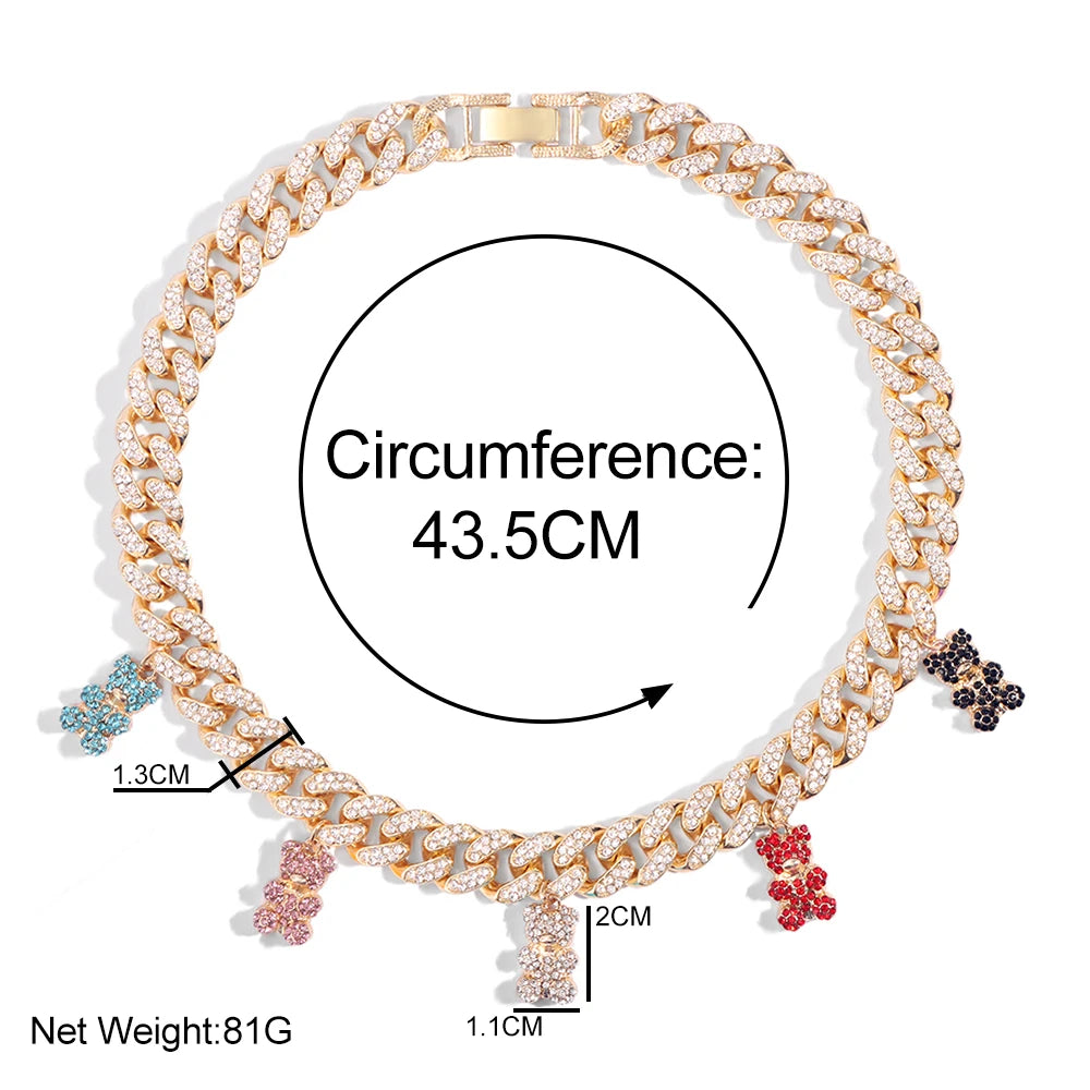 Collier Ours Acrylique Iced Out - Chaîne Cubaine Femme
