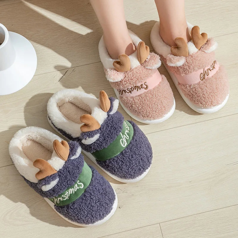 CozyReindeer™ – Chaussons Noël Épais et Doux | Femme & Homme Hiver