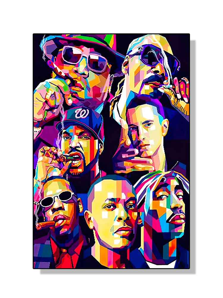 Toile Rappeurs Légendes Old School - Décoration Murale Hip Hop