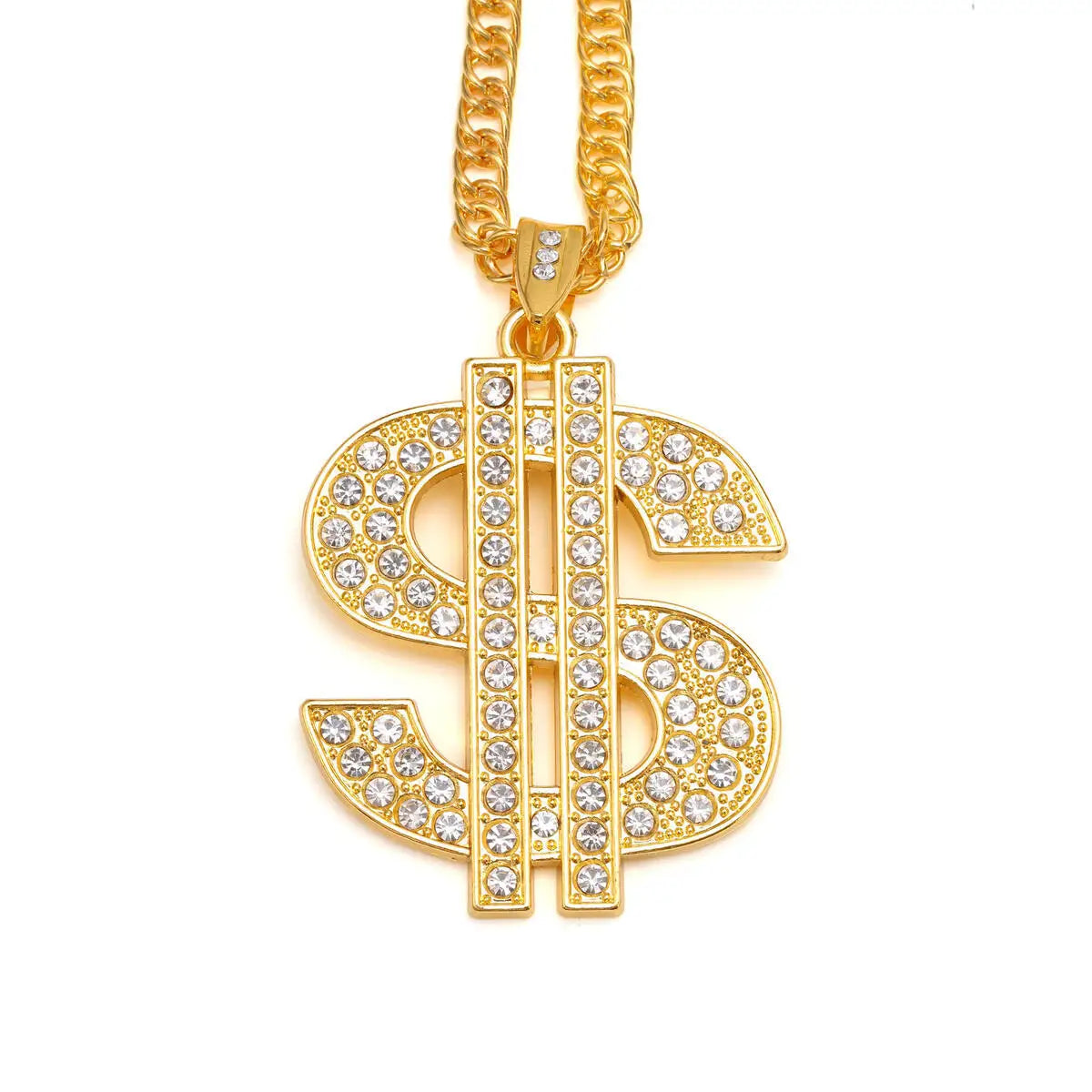 Collier Signe Dollar Doré - Chaîne Cubaine Hip Hop
