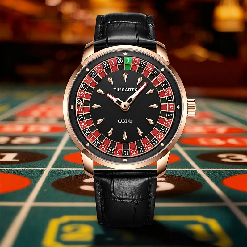 Rouletto™ Prestige  Montre Homme Quartz Design Casino en Acier