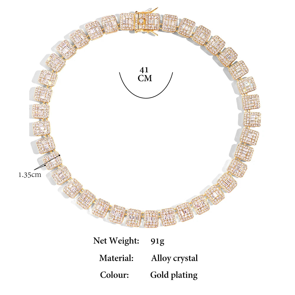 Chaîne Tennis Baguette Glacée - Collier Hip Hop Unisexe