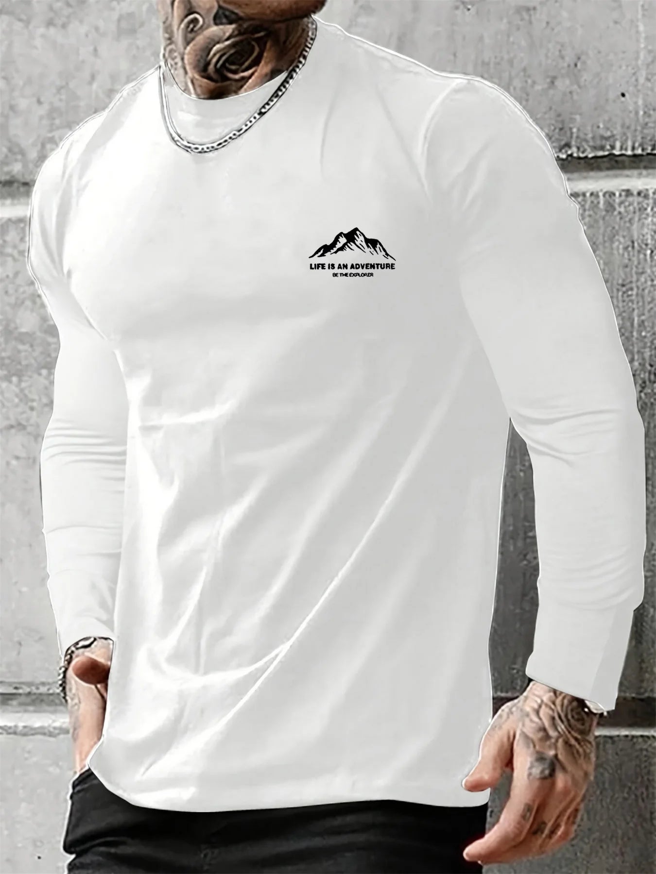 T-Shirt Homme Manches Longues Mountain – 100 % Coton & Style Outdoor