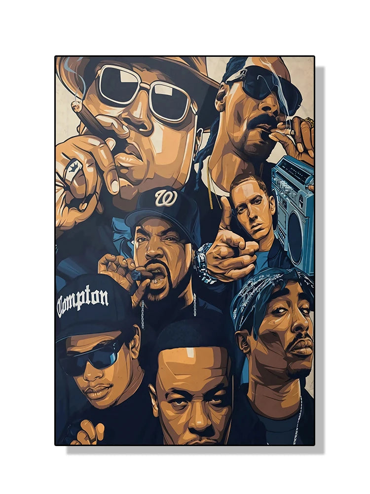 Toile Rappeurs Légendes Old School - Décoration Murale Hip Hop