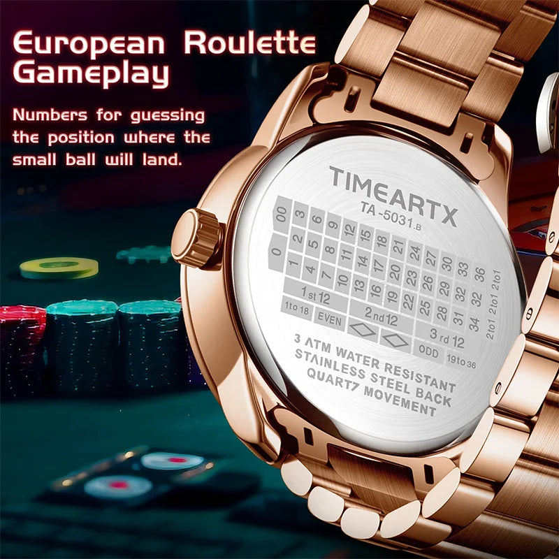 Rouletto™ Elite 5031  Montre Homme Quartz Luxe Inspirée de la Roulette Européenne