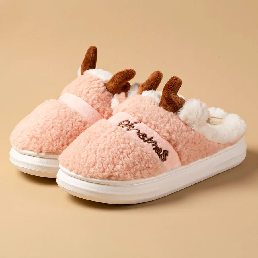 CozyReindeer™ – Chaussons Noël Épais et Doux | Femme & Homme Hiver