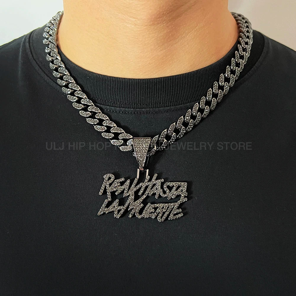 Collier Realhasta Noir Iced Out - Collier Tennis Hip Hop