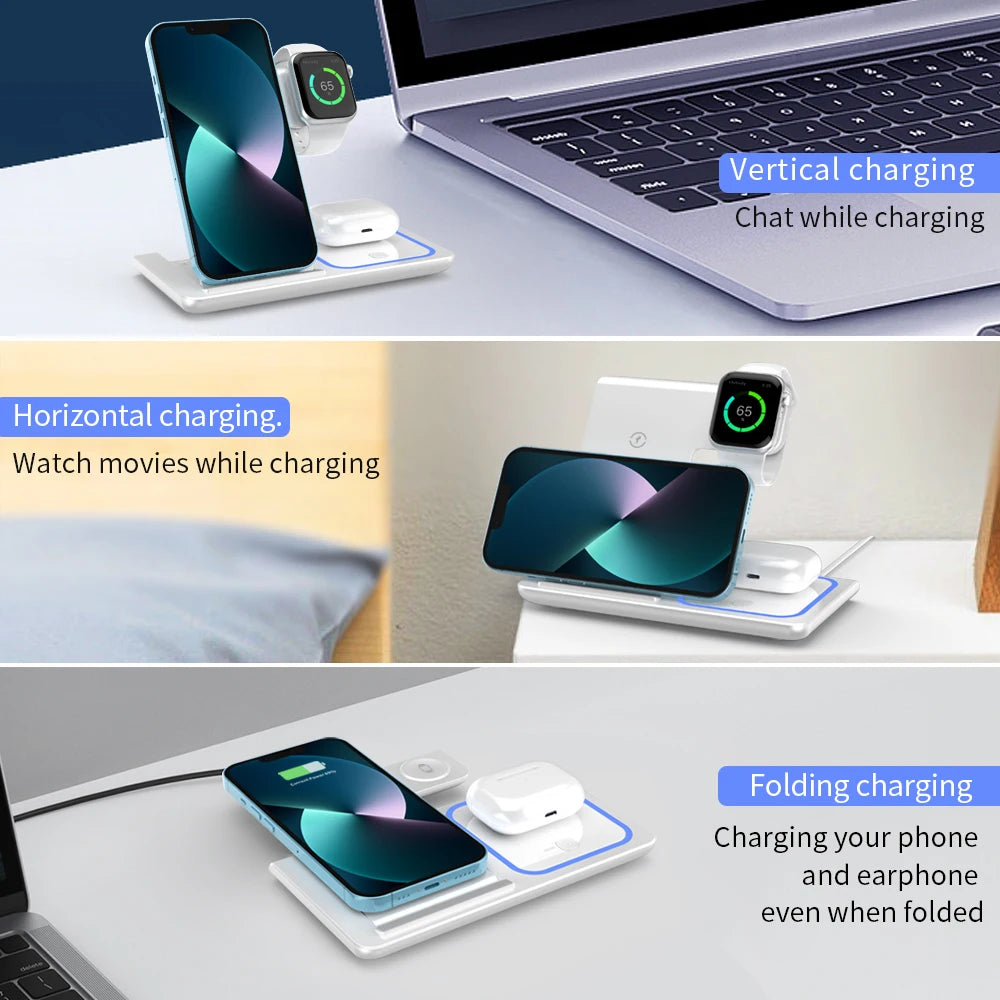 Chargeur Sans Fil 3-en-1 Pliable 200W pour iPhone & Apple Watch