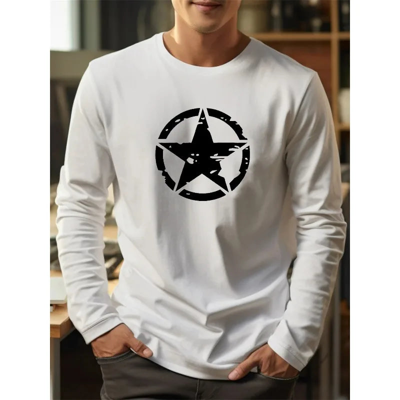 T-Shirt Unisexe Imprimé Étoile – Manches Longues Casual Été