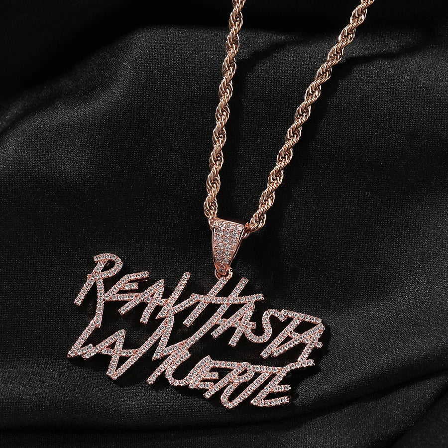 Pendentif Hasta La Muerte - Style Anuel AA Hip Hop Glacé