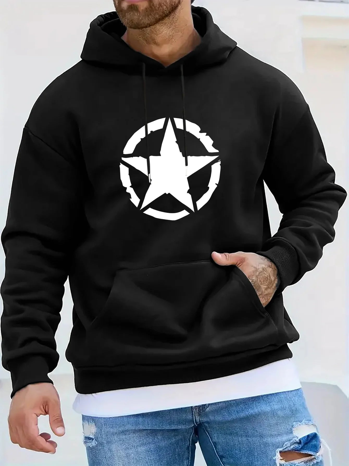 Hoodie Zippé Étoiles Géométriques Homme