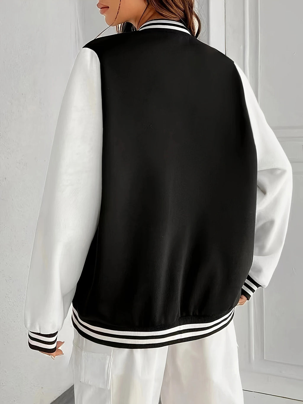Blouson Varsity Polaire Femme - Teddy Polaire Lettres Hip Hop