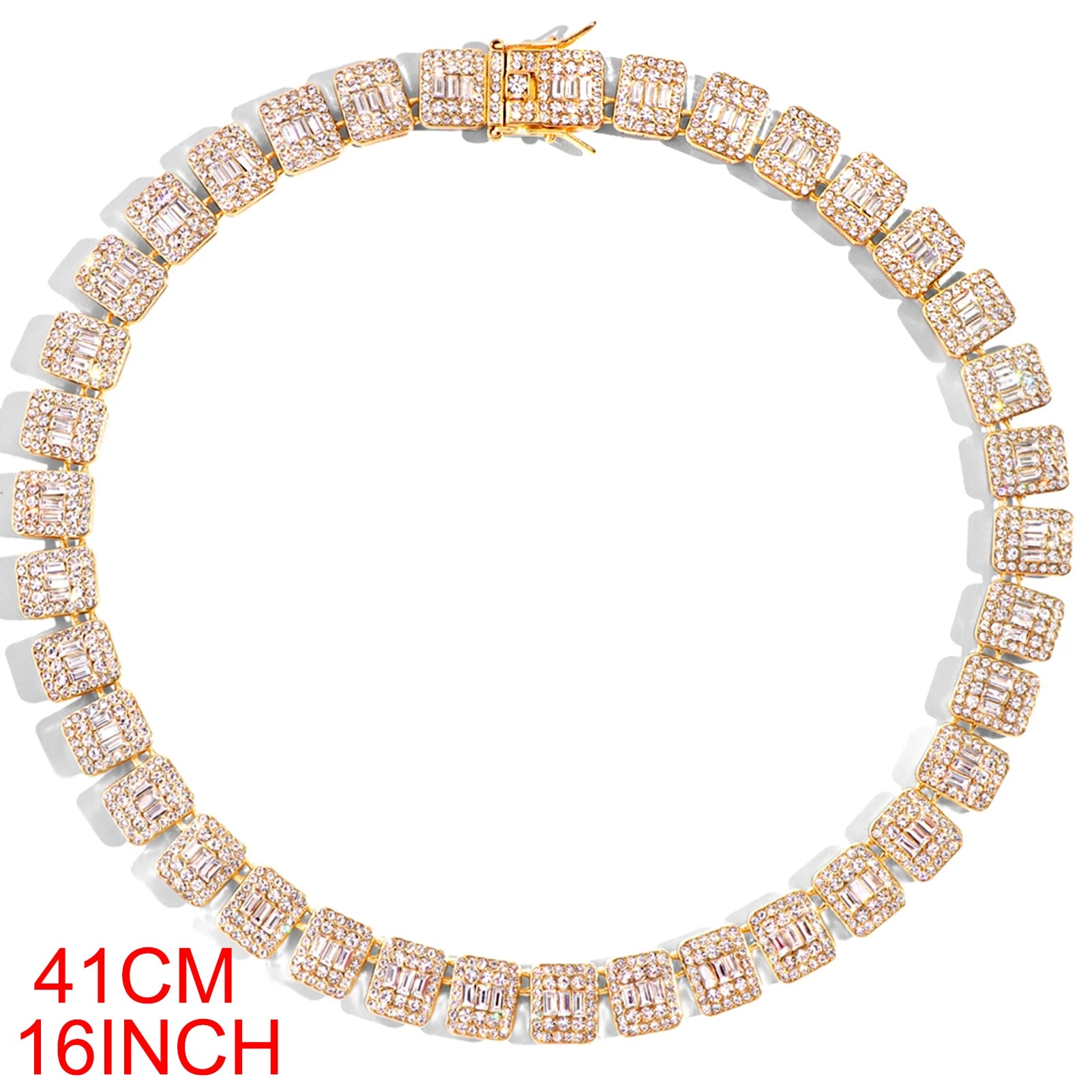 Chaîne Tennis Baguette Glacée - Collier Hip Hop Unisexe