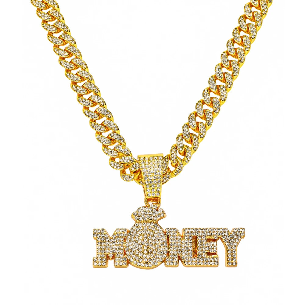 Collier Money Bag Iced Out - Collier Hip Hop Cubain