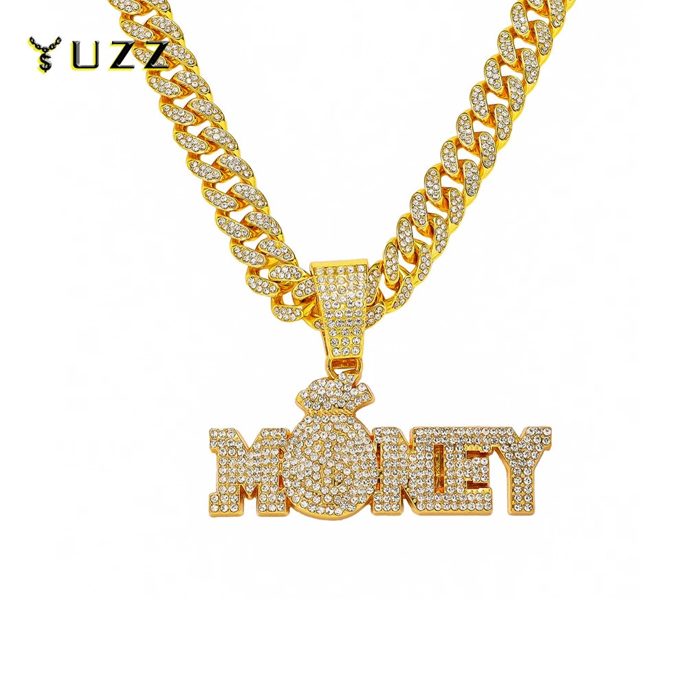 Collier Money Bag Iced Out - Collier Hip Hop Cubain