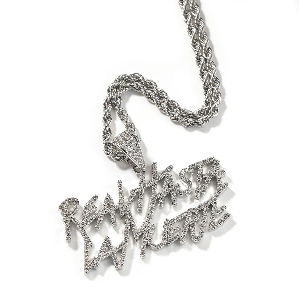 Pendentif Hasta La Muerte - Style Anuel AA Hip Hop Glacé