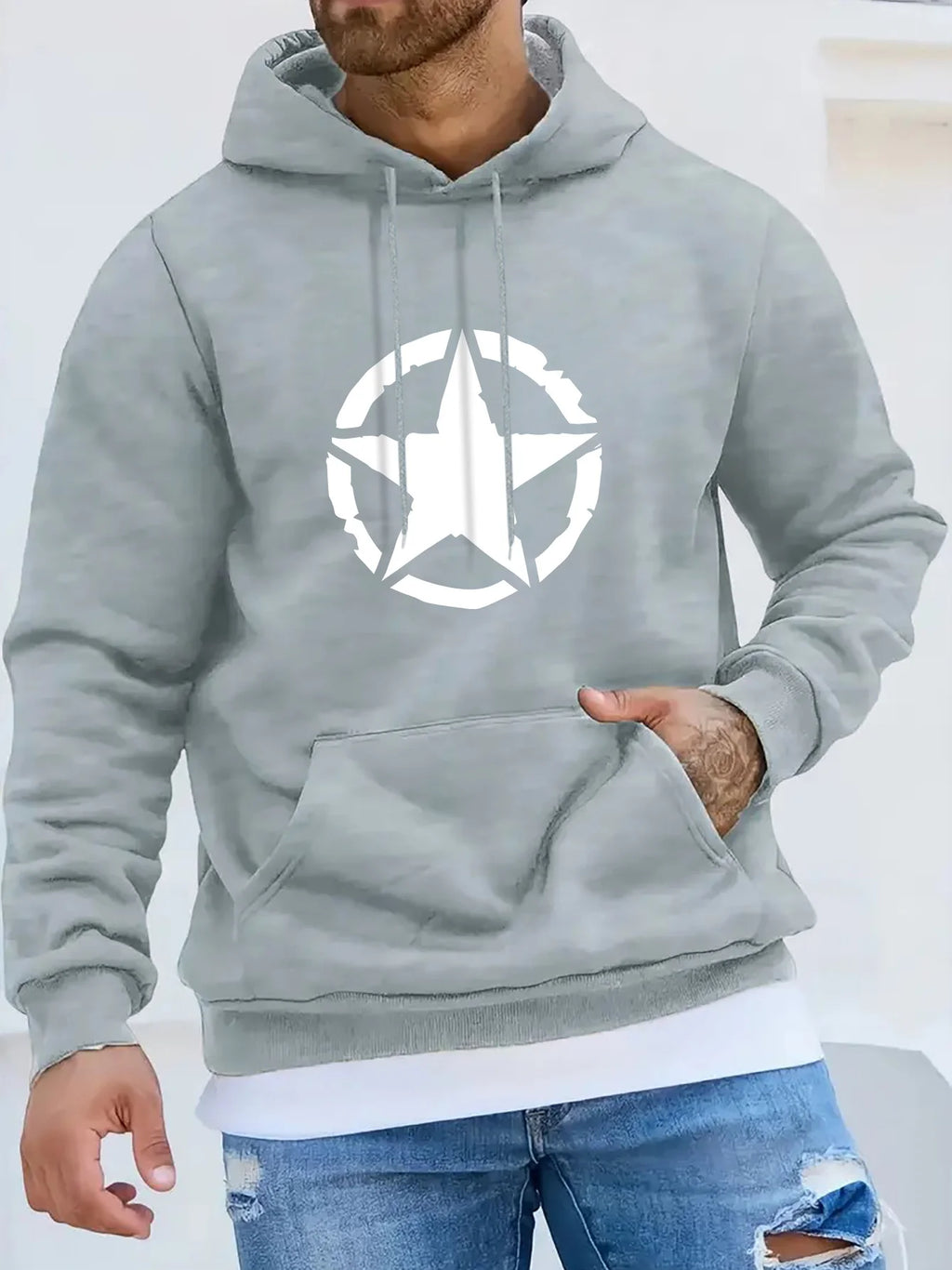 Hoodie Zippé Étoiles Géométriques Homme