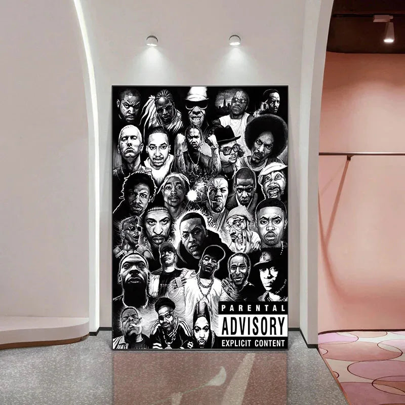 Toile Rappeurs Légendes Old School - Décoration Murale Hip Hop