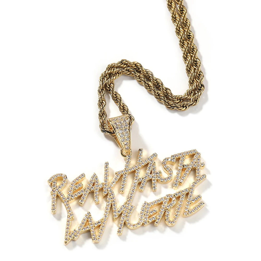 Pendentif Hasta La Muerte - Style Anuel AA Hip Hop Glacé