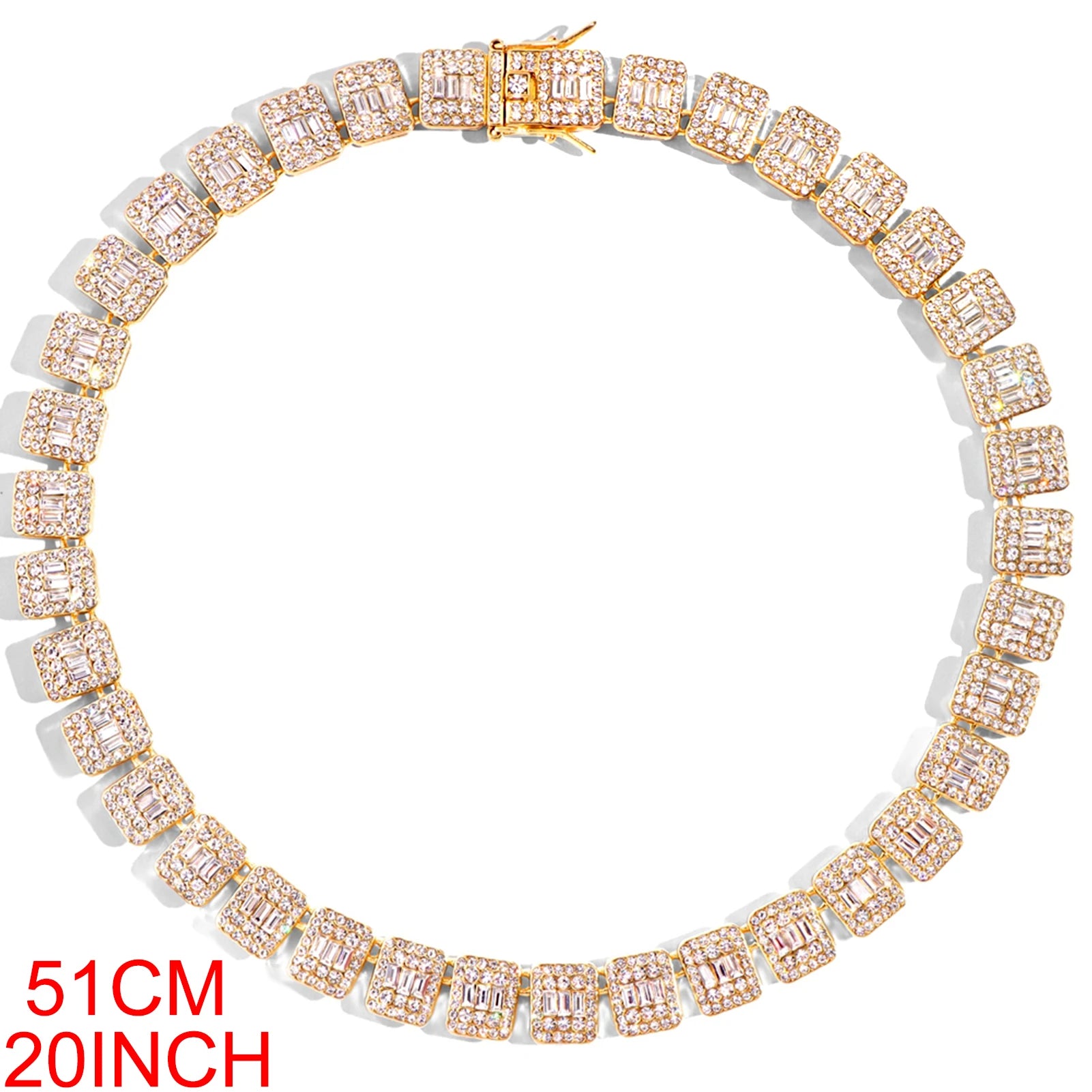 Chaîne Tennis Baguette Glacée - Collier Hip Hop Unisexe