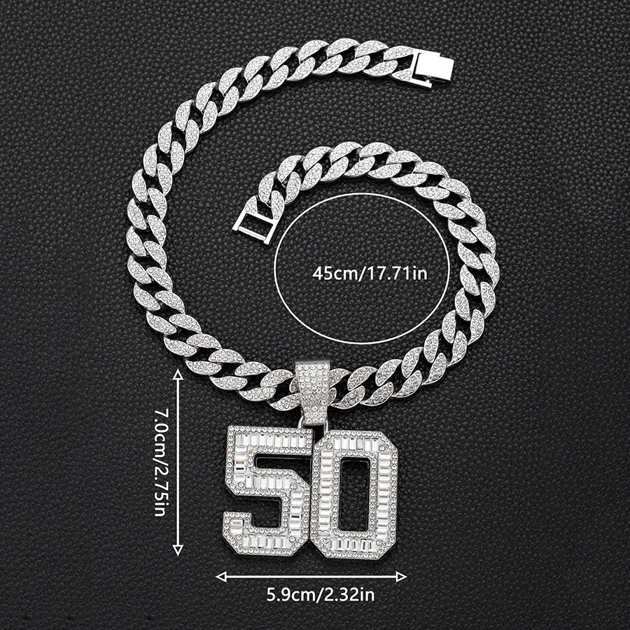 Collier Pendentif Numéro 50  - Collier Hip Hop Cubain
