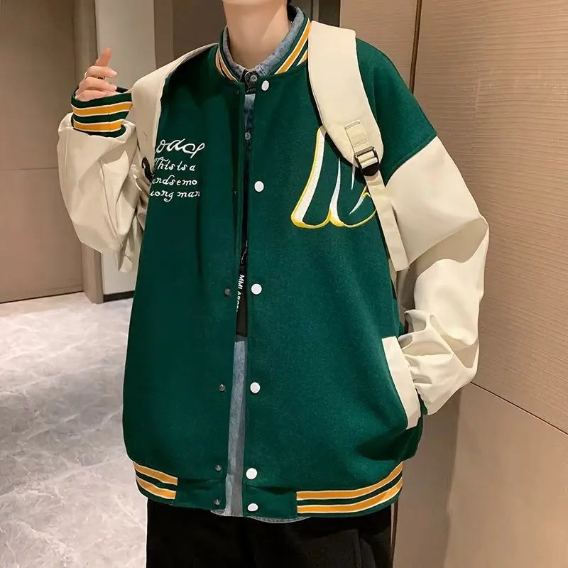 Blouson Teddy Broderie unisexe - Streetwear Loose Printemps