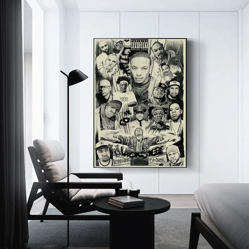 Toile Rappeurs Légendes Old School - Décoration Murale Hip Hop