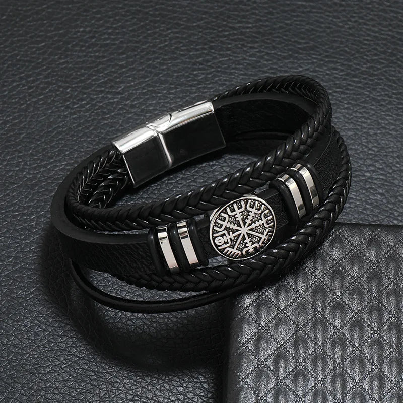 Bracelet Homme Cuir Tressé Multicouche – Style Tendance & Vintage