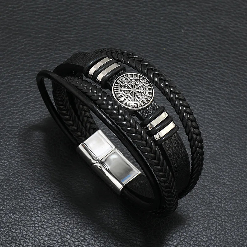 Bracelet Homme Cuir Tressé Multicouche – Style Tendance & Vintage
