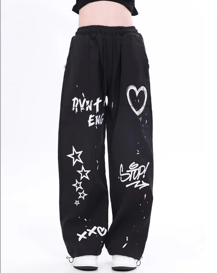 Pantalon Cargo Unisexe Graffiti Rétro - Style Hip Hop Streetwear