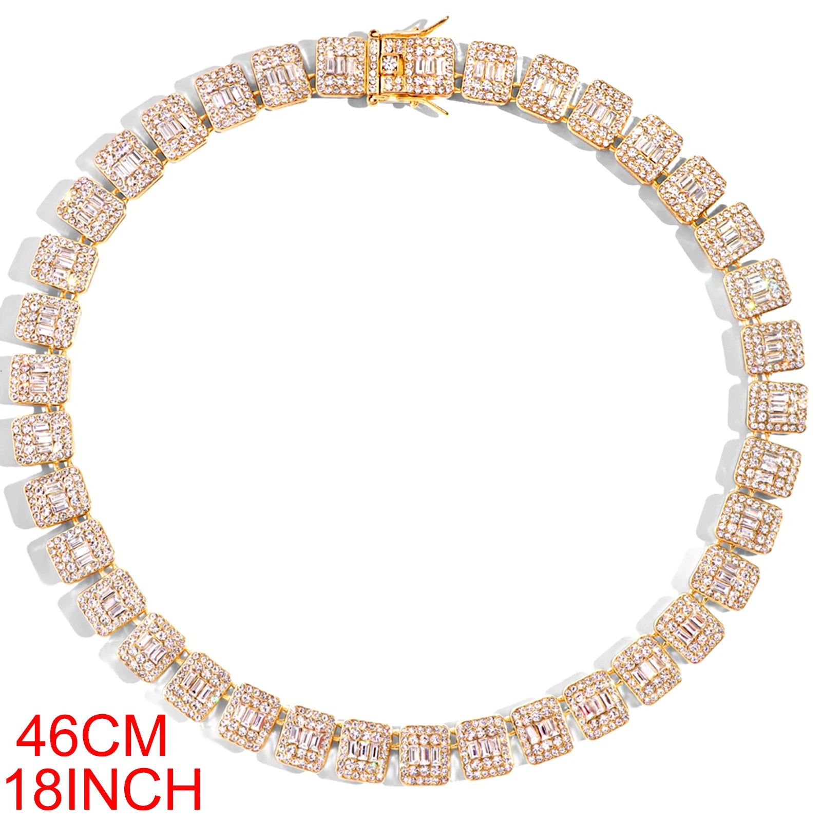 Chaîne Tennis Baguette Glacée - Collier Hip Hop Unisexe