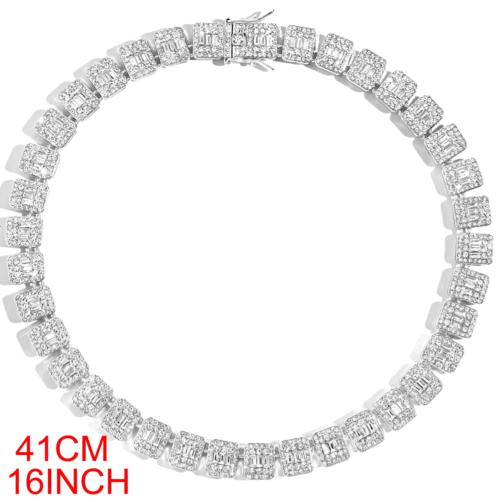 Chaîne Tennis Baguette Glacée - Collier Hip Hop Unisexe