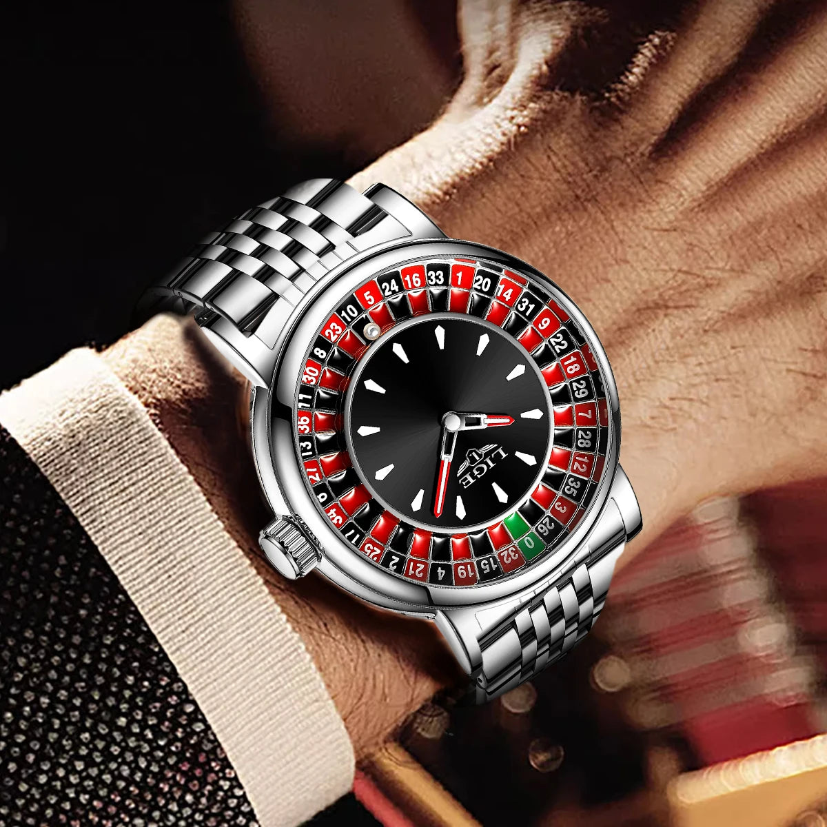 VegasSpin™ Chrono  Montre Homme Cadran Rotatif Inspirée de la Roulette