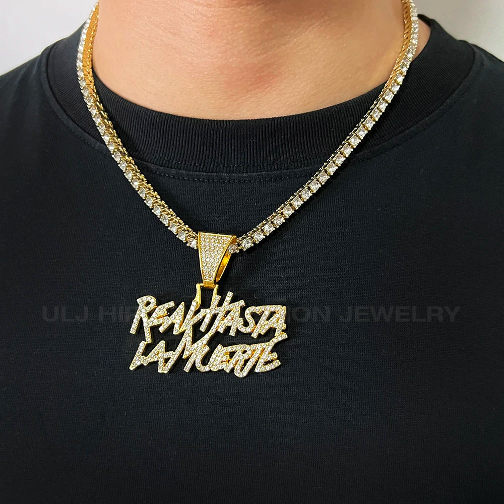 Collier Realhasta Noir Iced Out - Collier Tennis Hip Hop