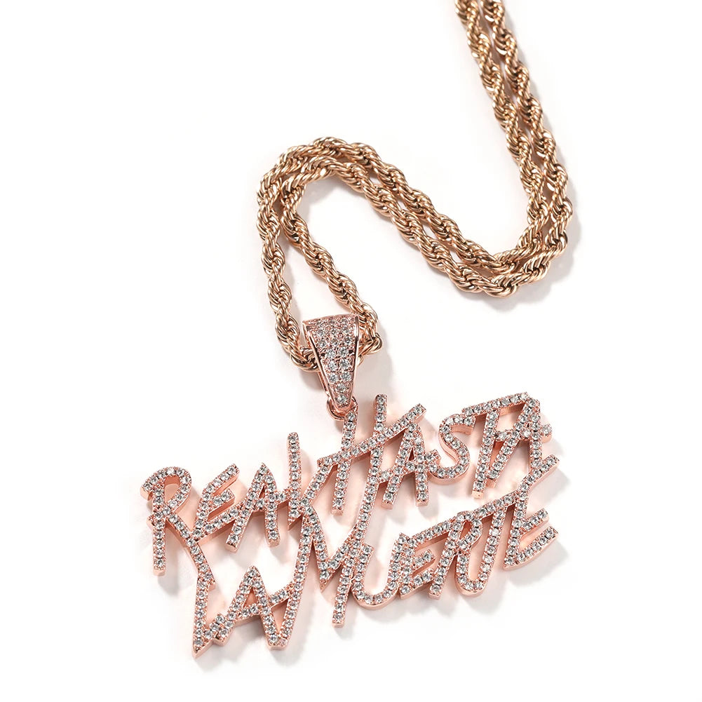 Pendentif Hasta La Muerte - Style Anuel AA Hip Hop Glacé