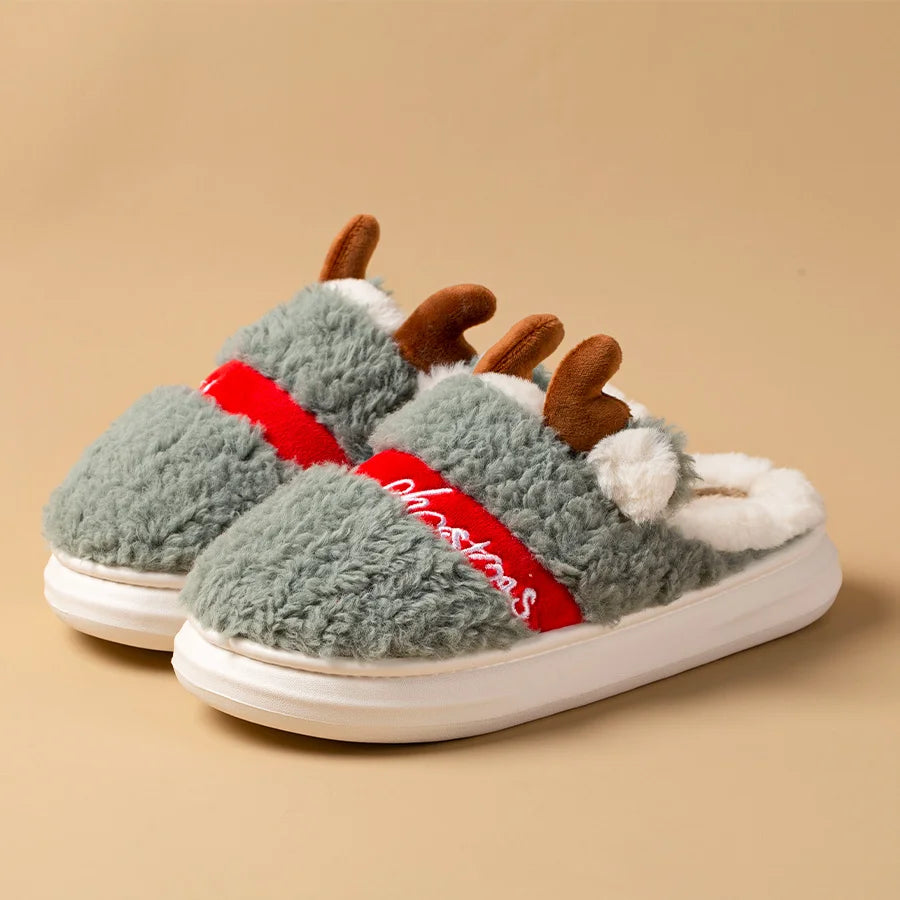 CozyReindeer™ – Chaussons Noël Épais et Doux | Femme & Homme Hiver