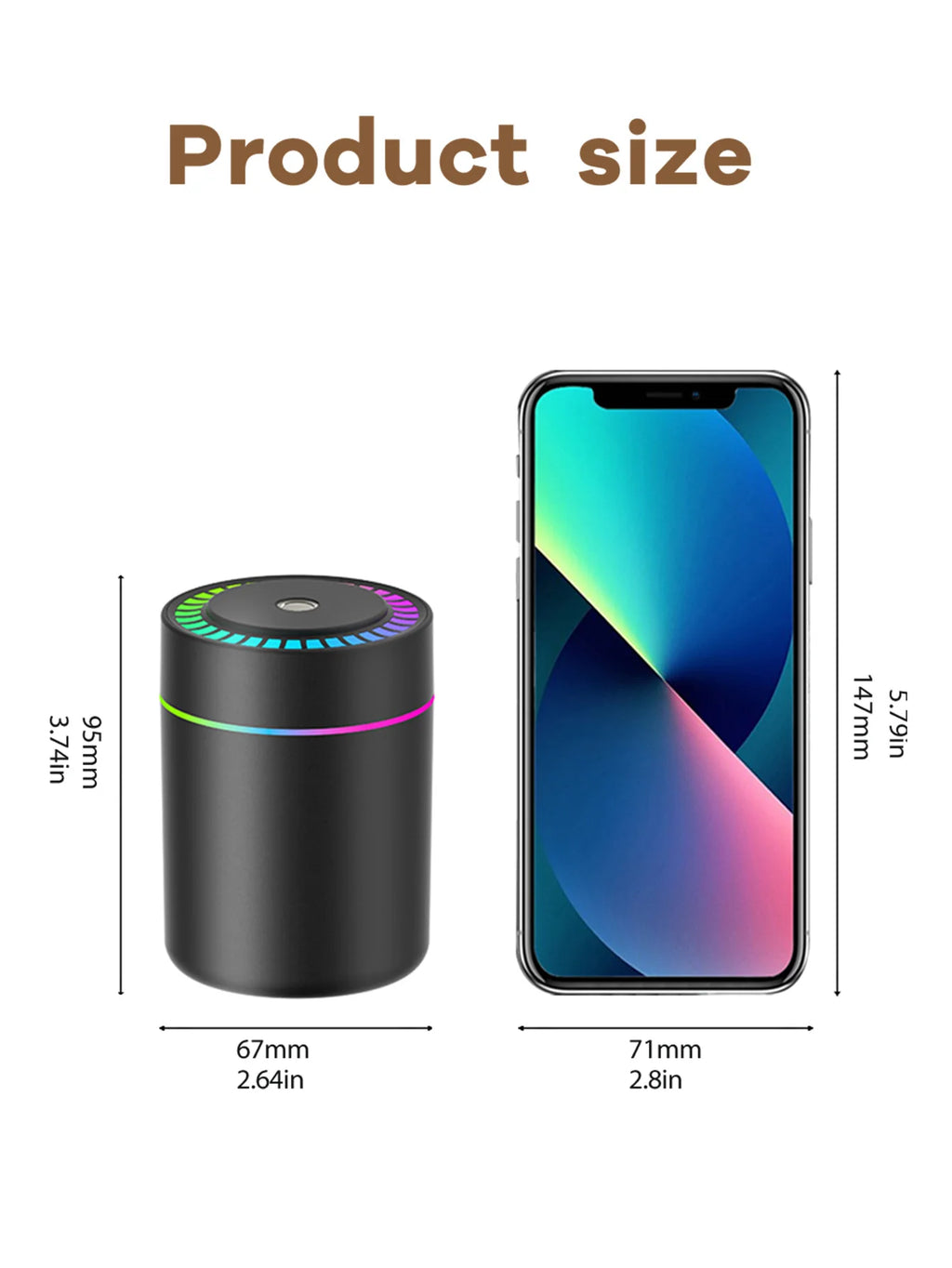 LumiAroma™ 180  Diffuseur d’Huiles Essentielles & Humidificateur LED 7 Couleurs Portable