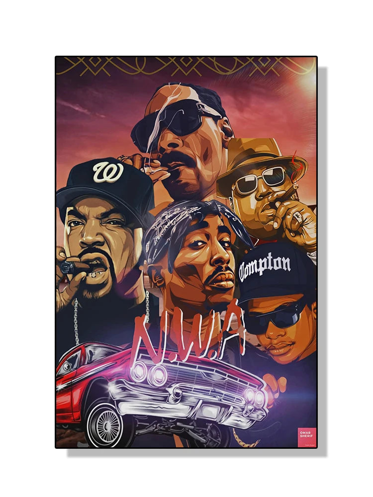 Toile Rappeurs Légendes Old School - Décoration Murale Hip Hop