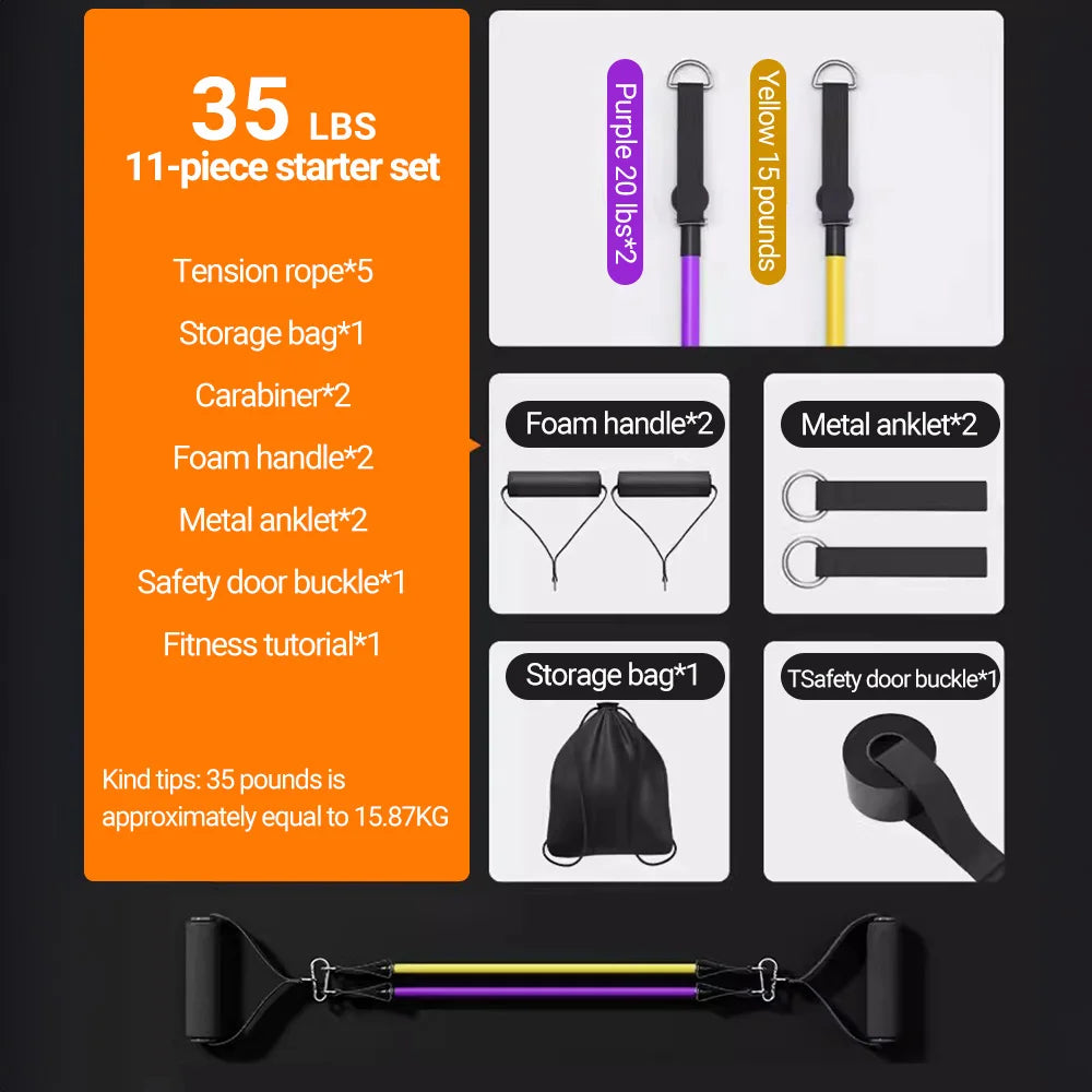 Bandes de Résistance Réglables pour Musculation – Kit Complet Multi-Fonctions avec Cordes, Poignées et Ancrage Porte