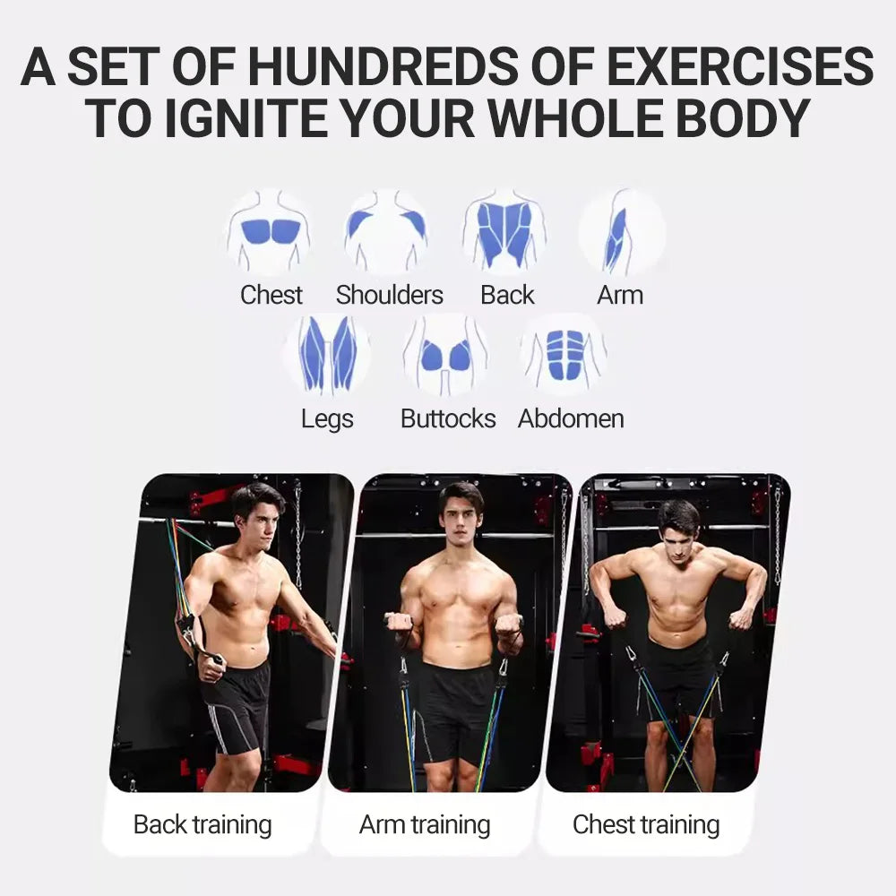 Bandes de Résistance Réglables pour Musculation – Kit Complet Multi-Fonctions avec Cordes, Poignées et Ancrage Porte