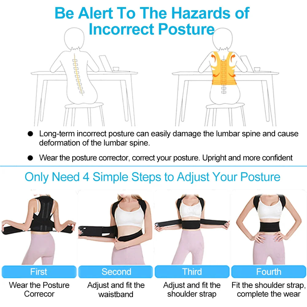 Correcteur de Posture Réglable – Soutien Dos & Épaules