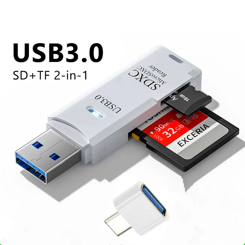 SpeedMate™ – Lecteur de Cartes 2-en-1 USB 3.0/2.0 TF & SD | Haute Vitesse Multi-Appareils
