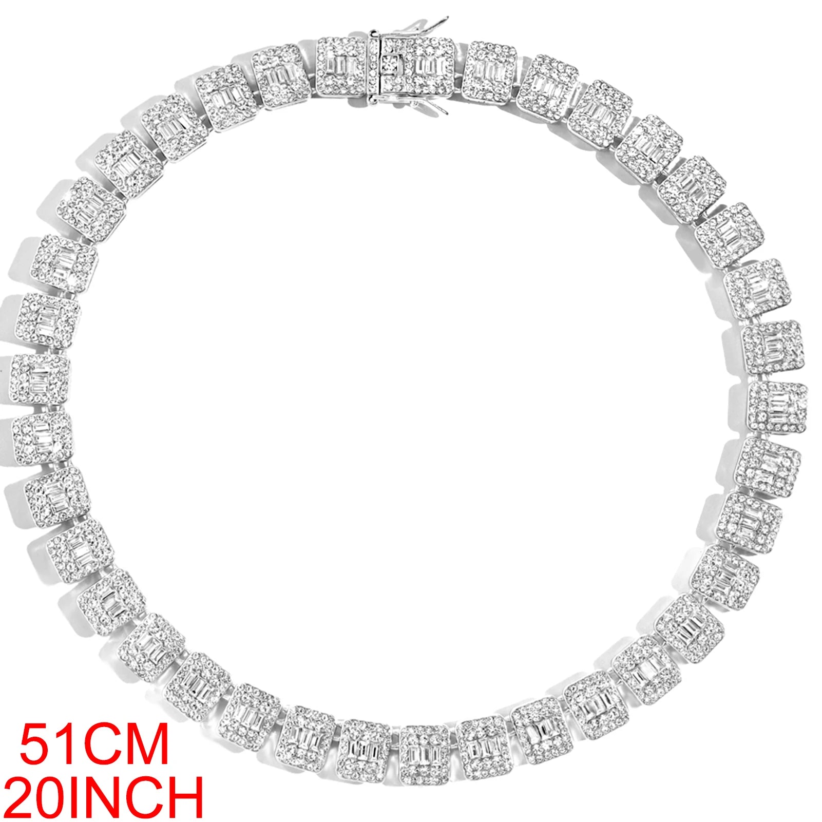 Chaîne Tennis Baguette Glacée - Collier Hip Hop Unisexe