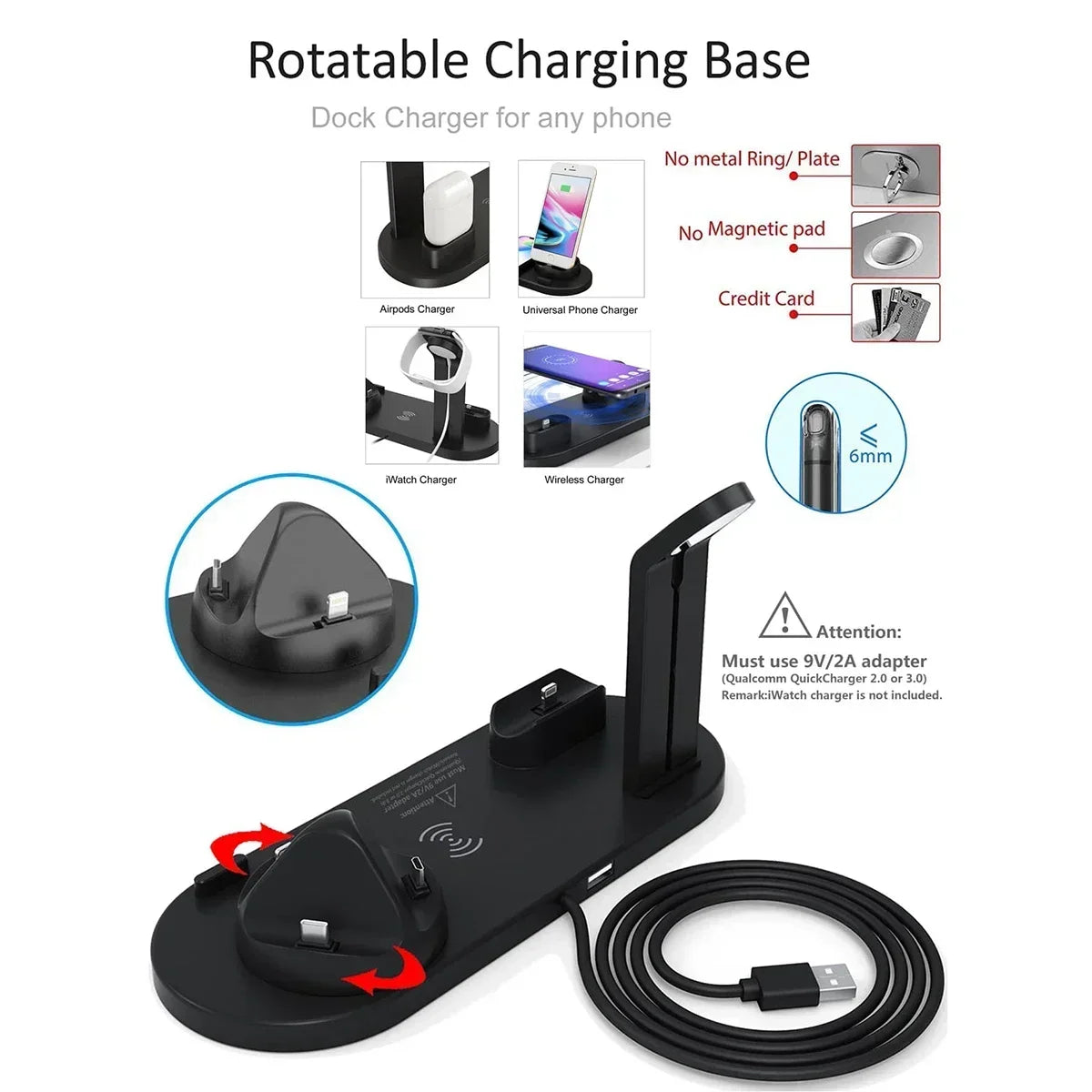 Station de Charge Sans Fil 7-en-1 100W – Compatible iPhone, Apple Watch & AirPods