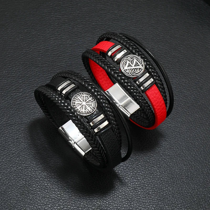 Bracelet Homme Cuir Tressé Multicouche – Style Tendance & Vintage