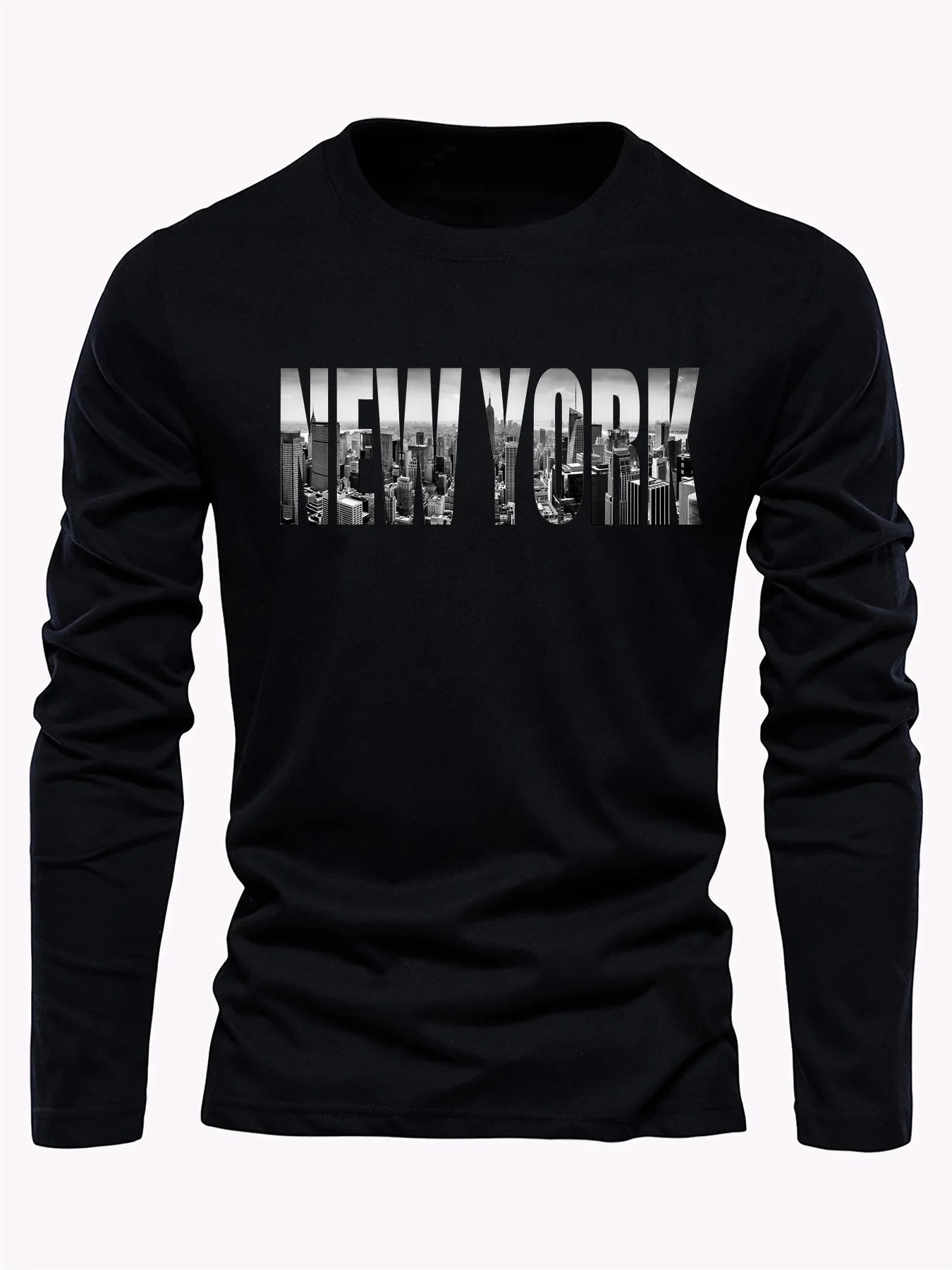 T-Shirt Homme New York Manches Longues – 100 % Coton & Style Urbain