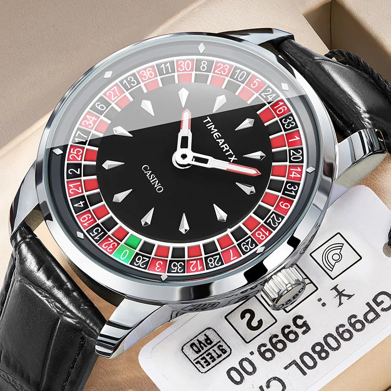 Rouletto™ Prestige  Montre Homme Quartz Design Casino en Acier