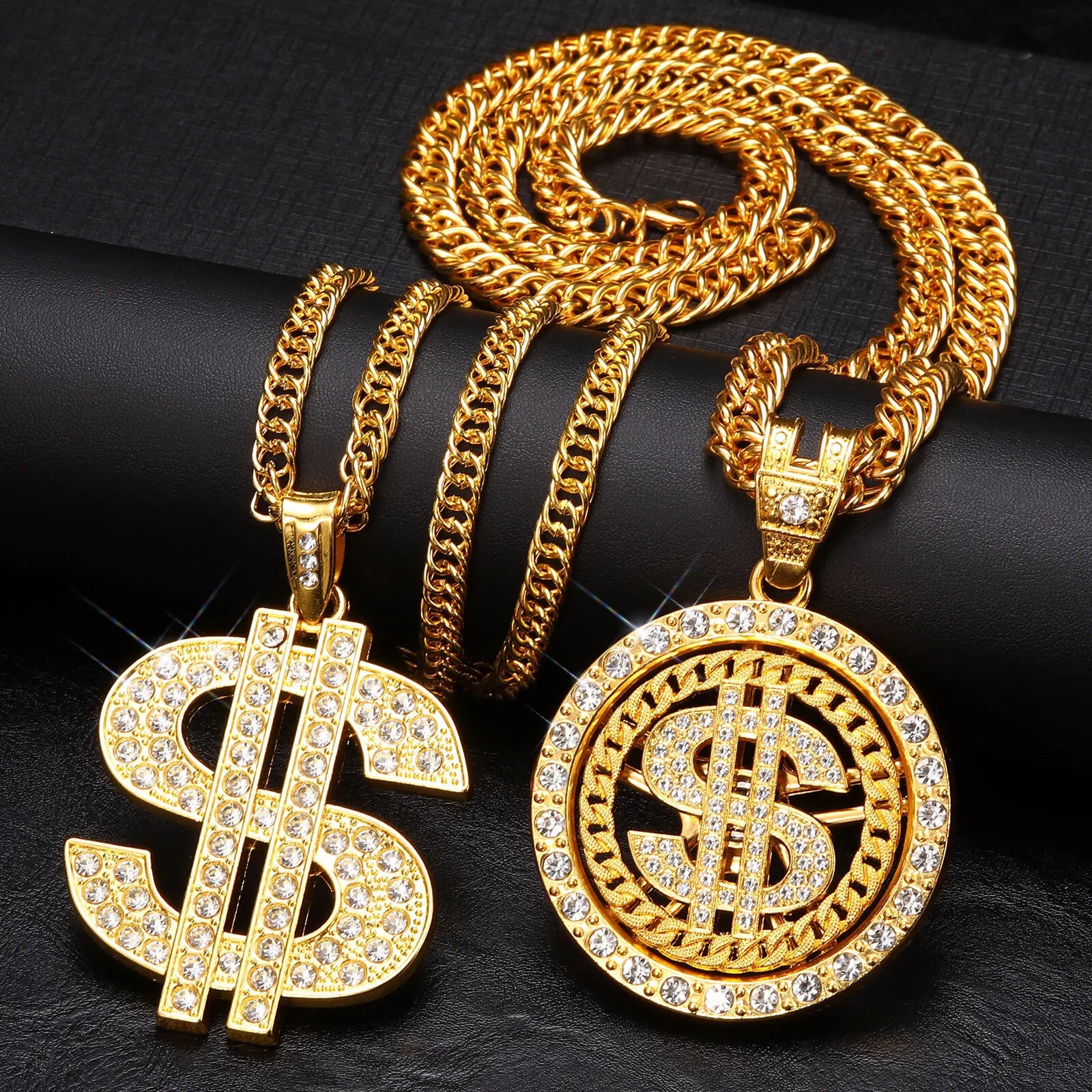 Collier Signe Dollar Doré - Chaîne Cubaine Hip Hop