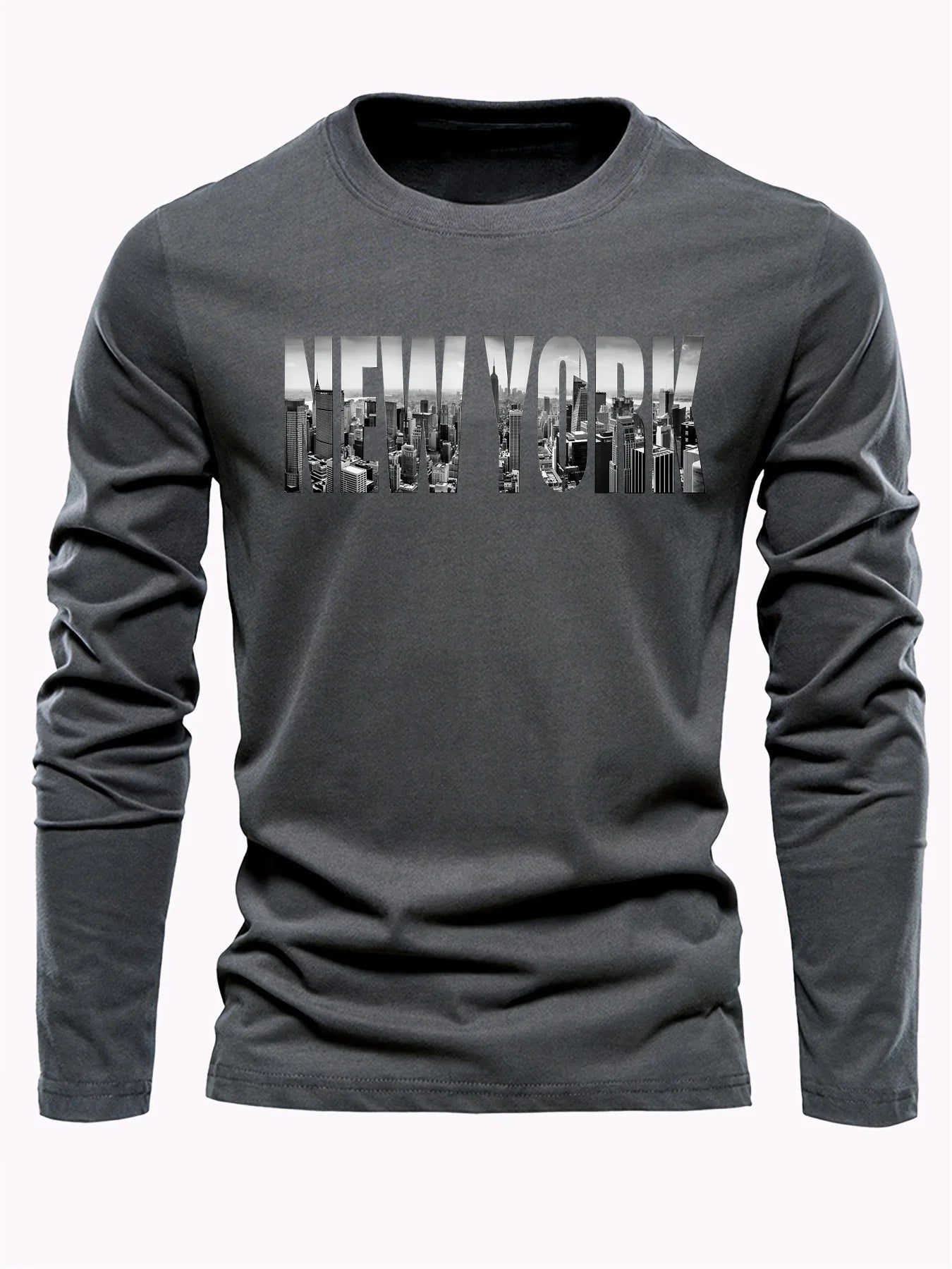 T-Shirt Homme New York Manches Longues – 100 % Coton & Style Urbain