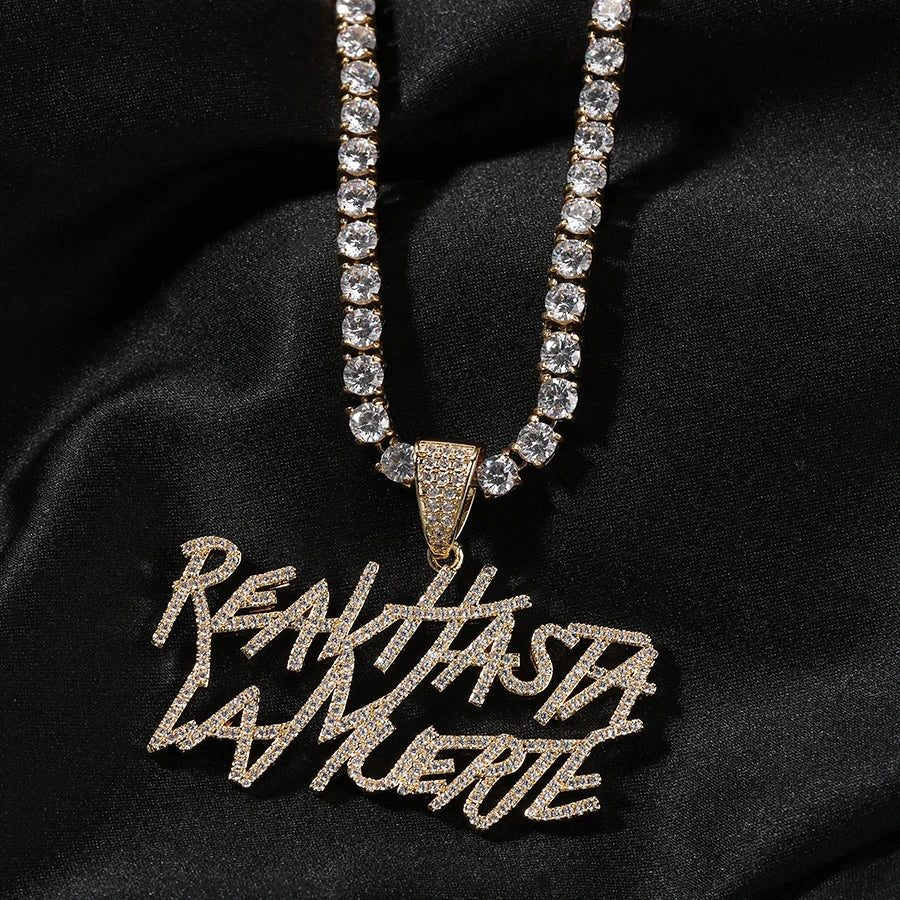 Pendentif Hasta La Muerte - Style Anuel AA Hip Hop Glacé